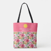 Pink Floral Muster Custom Pickleball Paddel Tasche (Rückseite)