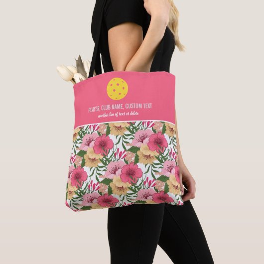 Pink Floral Muster Custom Pickleball Paddel Tasche (Von Nahem)