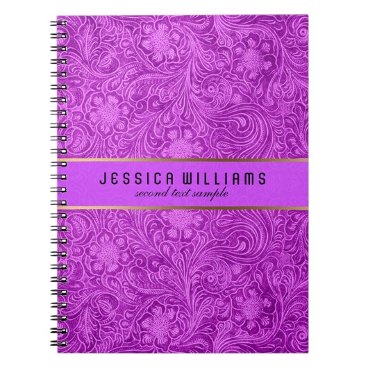 Pink Floral Muster Süde Leder Look Notizblock (Vorderseite)