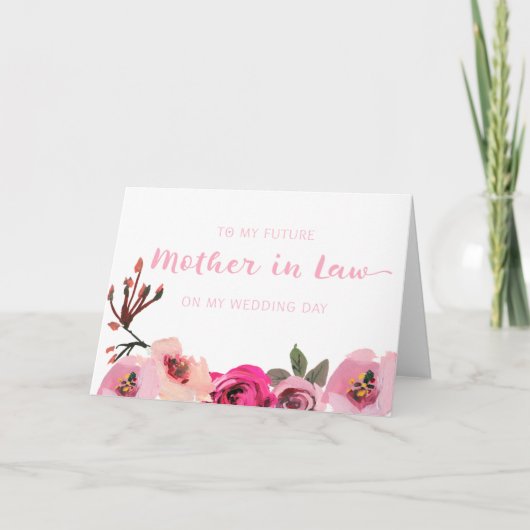 Pink Floral Mutter im Gesetz Hochzeitskarte Karte (Vorderseite)