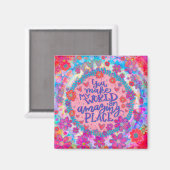 Pink Floral My World Quote Inspirivity Magazin Magnet (Vorderseite/Rückseite)