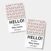 Pink floral Name Lanyard | Personalized ID Badge Ausweis (Vorder- & Rückseite)