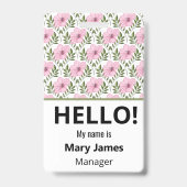Pink floral Name Lanyard | Personalized ID Badge Ausweis (Rückseite)