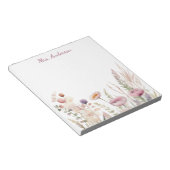 Pink Floral Name Teacher Notizblock (angewinkelt)