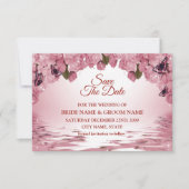 Pink Floral Nature Butterfly Outdoor Wedding Save The Date (Vorderseite)