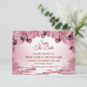 Pink Floral Nature Butterfly Outdoor Wedding Save The Date (Stehend Vorderseite)