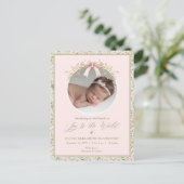 Pink Floral Neugeborenes Foto Weihnachten (Stehend Vorderseite)