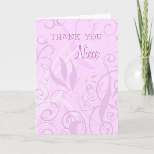 Pink Floral Niece Danke Flower Girl Card (Vorderseite)