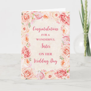 Pink Floral Niece Hochzeitstag Herzlichen Glückwun Karte