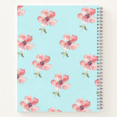 Pink Floral Notebook – Blue Pastel Pattern Notizblock (Rückseite)
