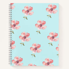 Pink Floral Notebook – Blue Pastel Pattern Notizblock