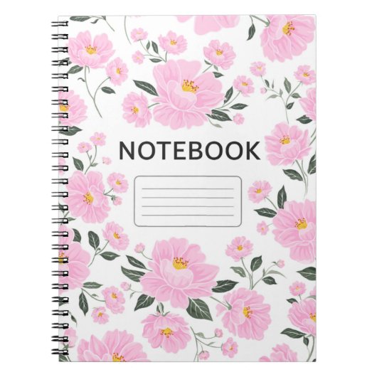 Pink Floral Notebook Cover | Elegant Rose Flower Notizblock (Vorderseite)