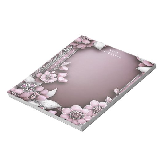 Pink Floral Notepad Notizblock (Rotiert)