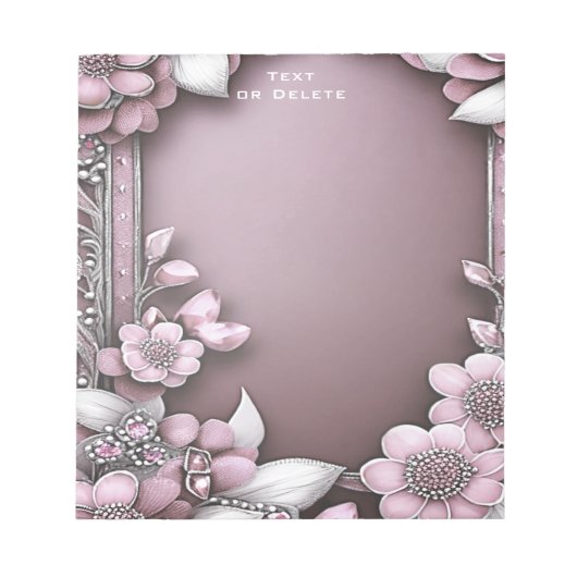 Pink Floral Notepad Notizblock (Vorderseite)