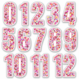 Pink Floral Numbers Twelve Months Aufkleber