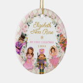 Pink Floral Nutcracker Baby 1. Keramik Ornament (Rechts)