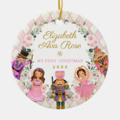 Pink Floral Nutcracker Baby 1. Keramik Ornament (Vorne)