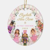 Pink Floral Nutcracker Baby 1. Keramik Ornament (Links)
