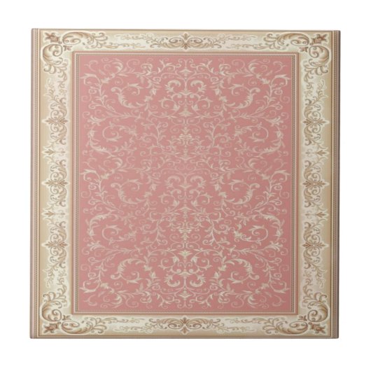 Pink Floral Oriental Muster Fliese (Vorderseite)