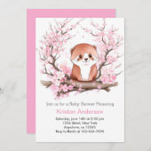 Pink Floral Otter's Joyful Haven Girl Baby Shower Einladung (Vorne/Hinten)