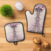 Pink Floral Oven Mitt & Pot Holder Set (Oben Unten)