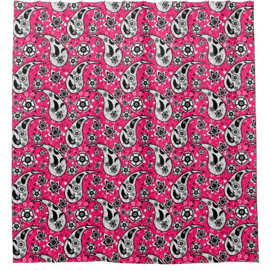 Pink Floral Paisley Design Duschvorhang (Vorderseite)