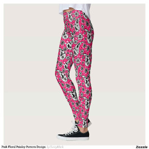 Pink Floral Paisley Design Leggings