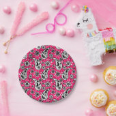 Pink Floral Paisley Design Pappteller (Party)