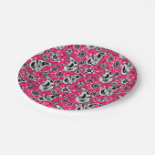 Pink Floral Paisley Design Pappteller (Schrägansicht)