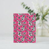 Pink Floral Paisley Design Postkarte (Stehend Vorderseite)