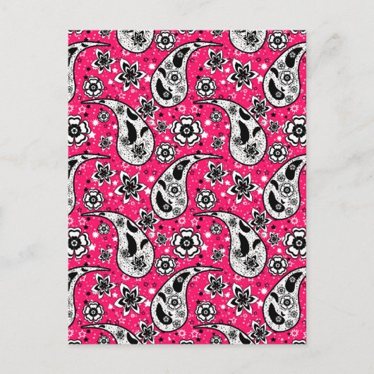 Pink Floral Paisley Design Postkarte (Vorderseite)