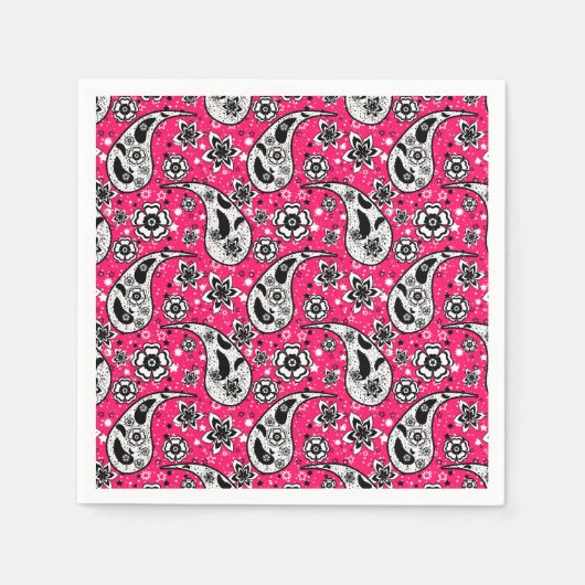 Pink Floral Paisley Design Serviette (Vorderseite)