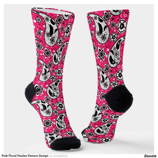 Pink Floral Paisley Design Socken