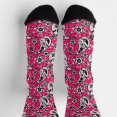 Pink Floral Paisley Design Socken (Oben)
