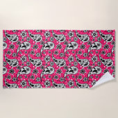 Pink Floral Paisley Design Strandtuch (Vorderseite)