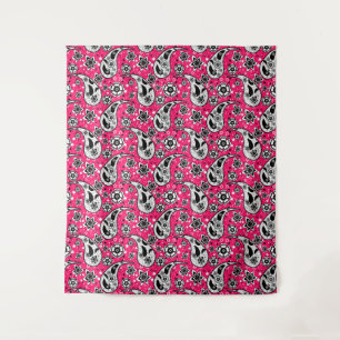 Pink Floral Paisley Design Wandteppich