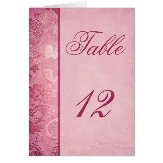 Pink Floral Paisley Tischnummer Card (Vorne)