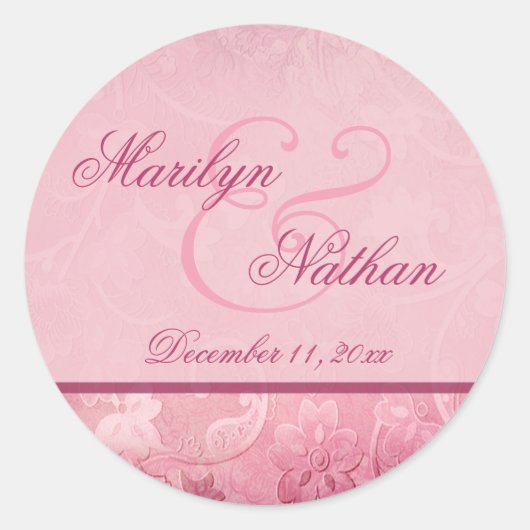 Pink Floral Paisley Umschlag Aufkleber (Vorderseite)