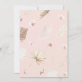Pink Floral Pampas Boho Babydusche Einladung (Rückseite)