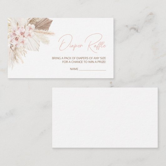 Pink Floral Pampas Boho Babydusche Windelwindeln Begleitkarte (Vorne/Hinten)