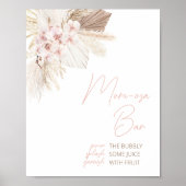 Pink Floral Pampas Boho Kinderdusche Mama Osa Bar Poster (Vorne)