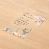 Pink Floral Pampas Cactus Wedding Acryleinladungen (Ablage )