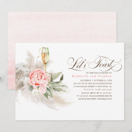 Pink Floral Pampas Gras Grüne Engagement Partei Einladung