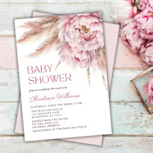 Pink Floral Pampas Grass Baby Dusche