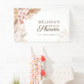 Pink Floral Pampas Grass Boho Brautparty Banner (Insitu)