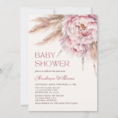 Pink Floral Pampas Grass Floral Baby Dusche Einladung (Vorderseite)