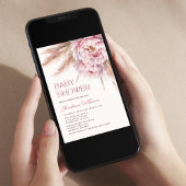 Pink Floral Pampas Grass Floral Baby Dusche Einladung