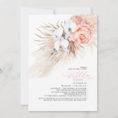 Pink Floral Pampas Grass Geburtstagsparty Einladung (Vorderseite)