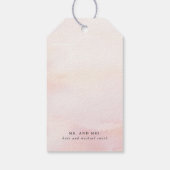 Pink Floral Pampas Grass Hochzeitsmarken Geschenkanhänger (Rückseite)