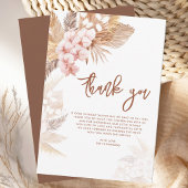 Pink Floral Pampas Grass Script Baby Dusche Dankeskarte